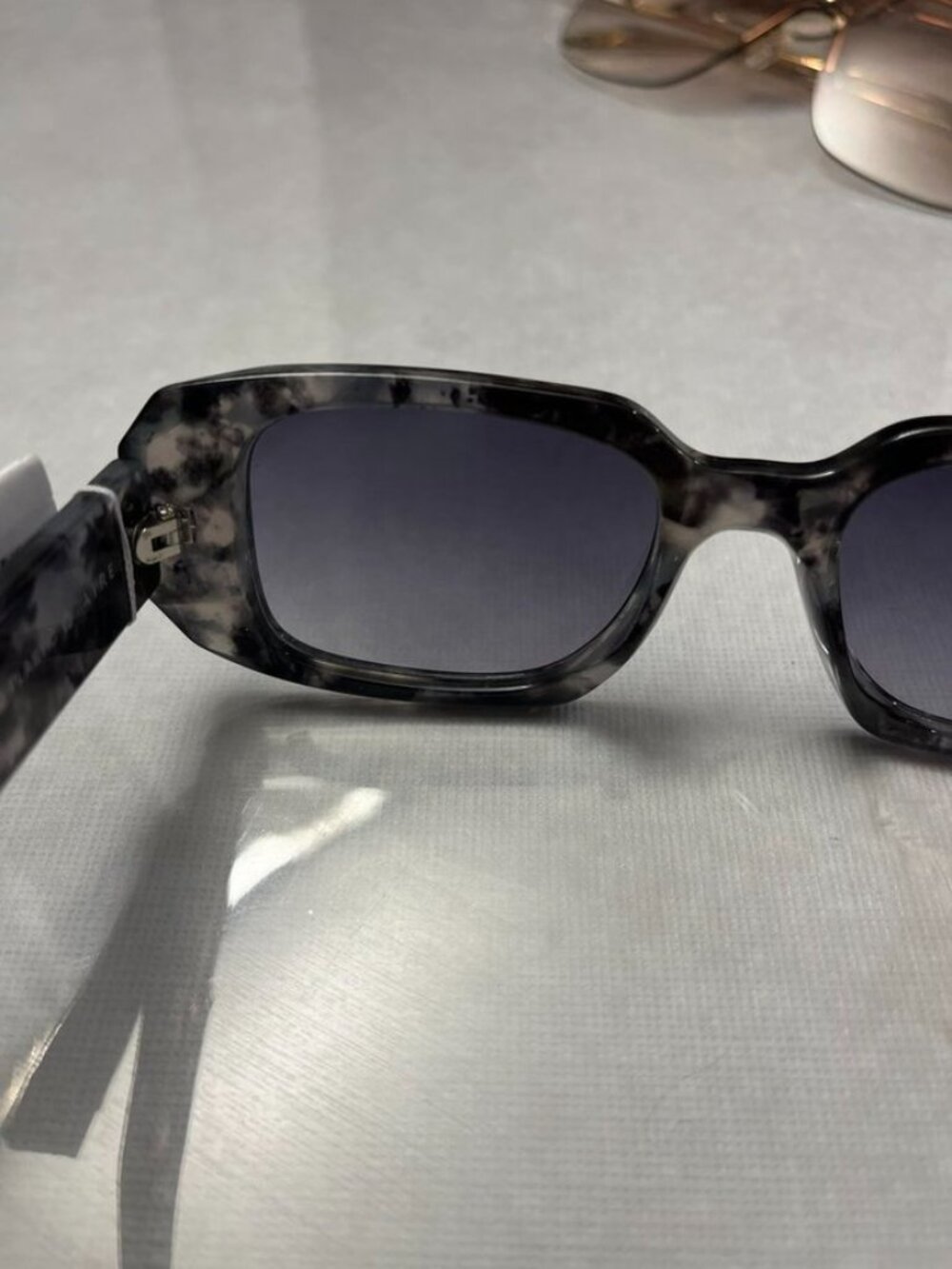 AIRE Ascendant Rectangular Sunglasses Marbled Black Gray Smoke Lens - Picture 9 of 12